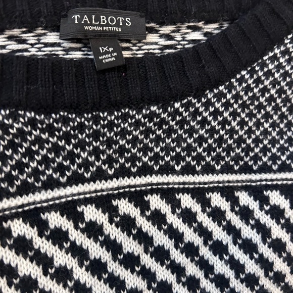 Talbots Black and White Geometric Sweater - Picture 7 of 9